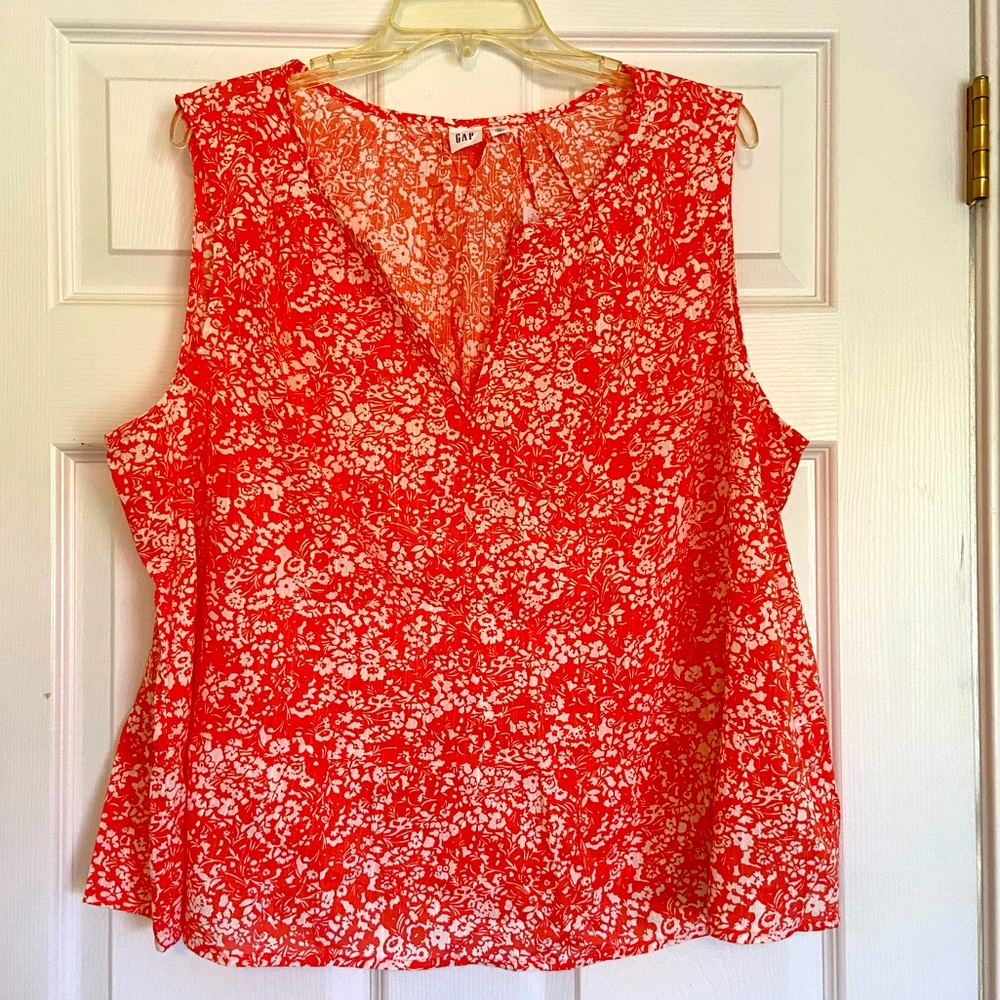 NWT Gap Tank Top Sleeveless Floral Summer Pattern coral